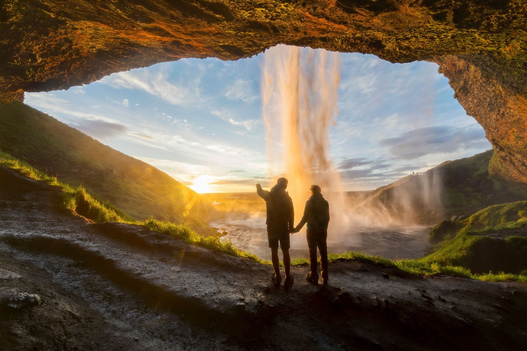 Seljalandsfoss Waterfall South Coast Walk behind the waterfall - DieterMeyrl